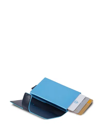 Piquadro Leather Cardholder In Blue