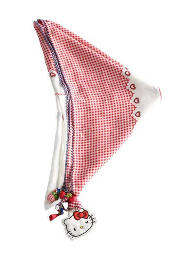 Péro X Hello Kitty Gingham Cherry-print Scarf In White