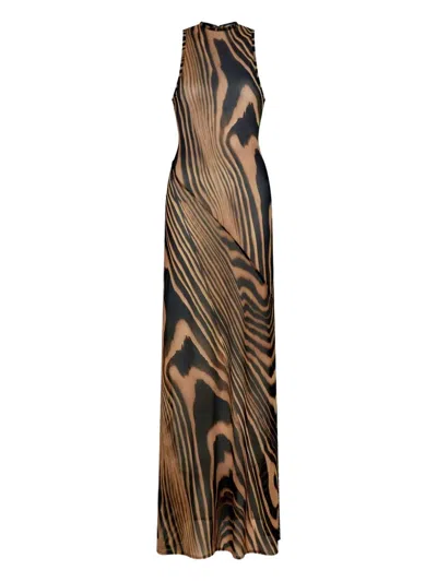 David Koma Zebra-print Maxi Dress In Brown