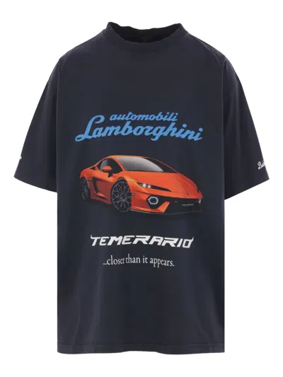 Balenciaga Black Crewneck T-shirt With Maxi Print On Front And Rear In Cotton Man In Animal Print