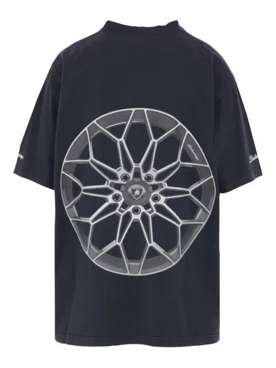 Balenciaga Black Crewneck T-shirt With Maxi Print On Front And Rear In Cotton Man In Animal Print