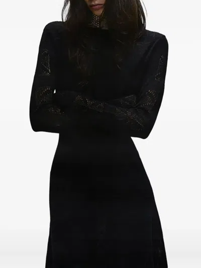 Enfants Riches Deprimes Cross-stitch Knit Dress In Black