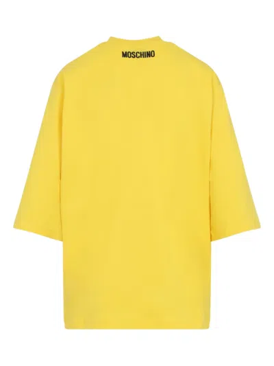 Moschino Smiley Face Graphic T-shirt In Bright Yellow Cotton In Yellow