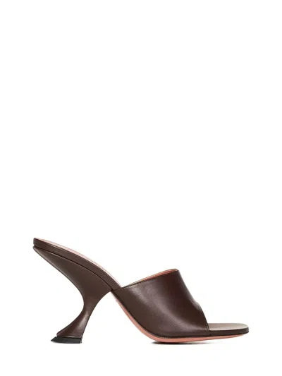 Amina Muaddi Open-toe Heeled Pumps In Brown