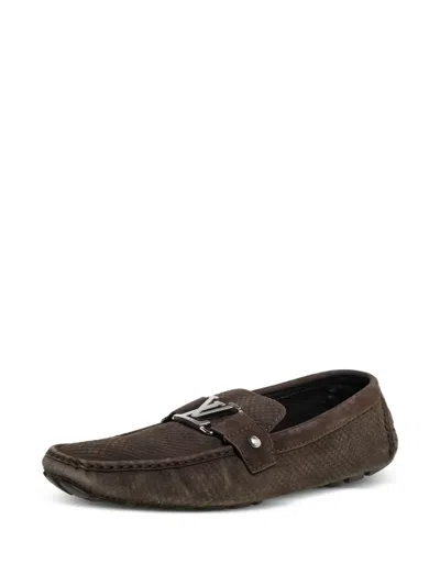 Pre-owned Louis Vuitton Monte Carlo Loafers In Green