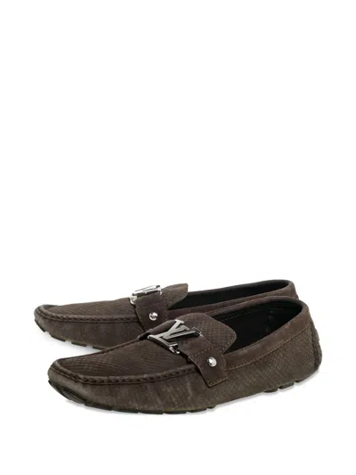 Pre-owned Louis Vuitton Monte Carlo Loafers In Green