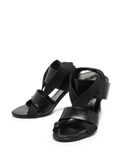 Pre-owned Balenciaga Cross-strap Heeled Sandals In Black