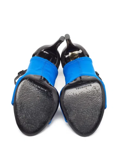 Pre-owned Balenciaga Draped Open-toe Heels In Blue