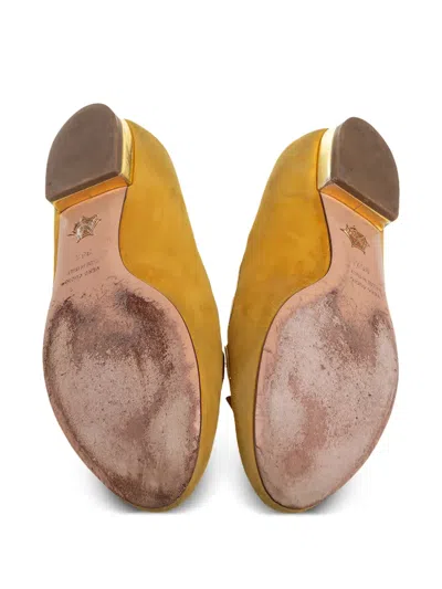 Pre-owned Charlotte Olympia  Suede Flat Pumps In Yellow