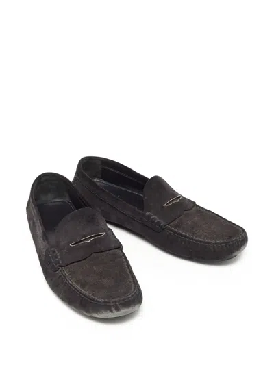Pre-owned Louis Vuitton Monogram Canvas Loafers In Black