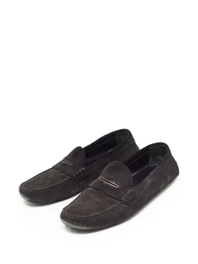 Pre-owned Louis Vuitton Monogram Canvas Loafers In Black