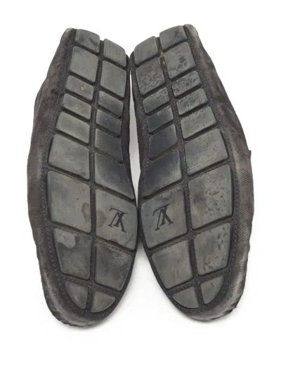 Pre-owned Louis Vuitton Monogram Canvas Loafers In Black