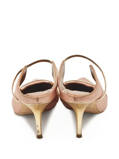 Pre-owned Malone Souliers  85mm Maureen Satin Mules In Pink