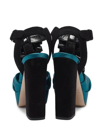 Pre-owned Miu Miu 130mm Ruched Sandals In Black
