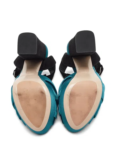 Pre-owned Miu Miu 130mm Ruched Sandals In Black