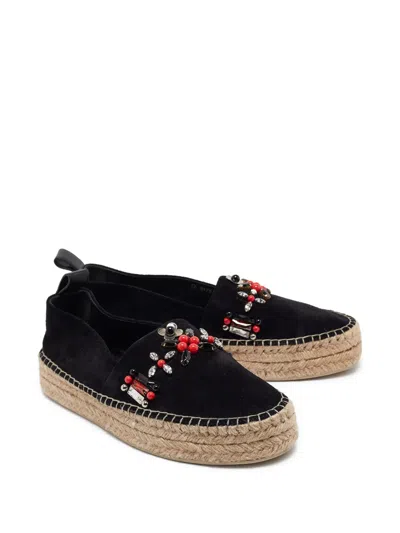 Pre-owned Louis Vuitton Bead-embellishment Espadrilles In Black