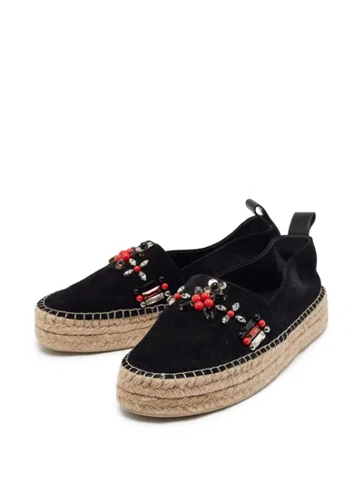 Pre-owned Louis Vuitton Bead-embellishment Espadrilles In Black