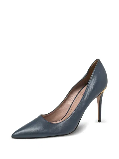 Pre-owned Gucci 90mm Leather Pumps In Blue
