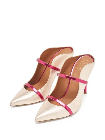 Pre-owned Malone Souliers  Maureen Metallic Leather Pointed-toe Mules In Gold