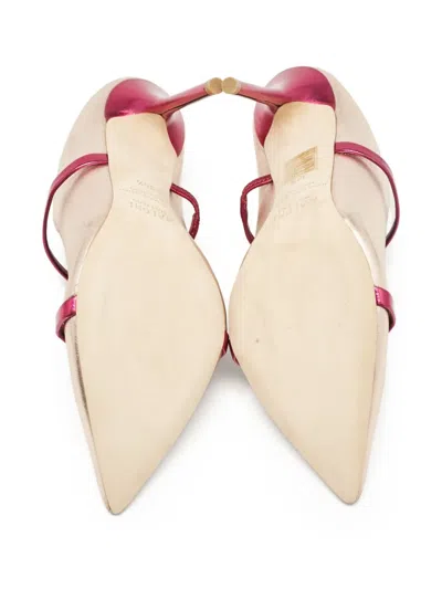 Pre-owned Malone Souliers  Maureen Metallic Leather Pointed-toe Mules In Gold