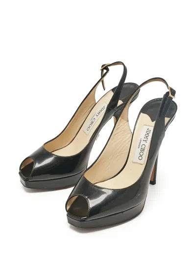 Pre-owned Jimmy Choo 120mm Leather Heeled Sandals In Black
