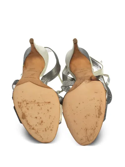 Pre-owned René Caovilla  105mm Crystal-emebllished Sandals In Silver