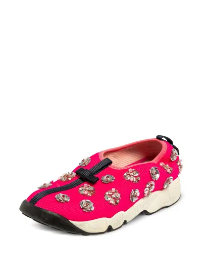Pre-owned Dior Mesh Fusion Low-top Sneakers In Pink