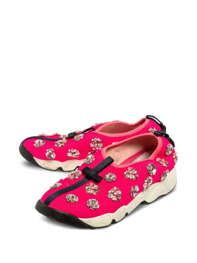 Pre-owned Dior Mesh Fusion Low-top Sneakers In Pink