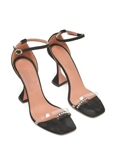 Pre-owned Amina Muaddi  100mm Vita Embellished Sandals In Black