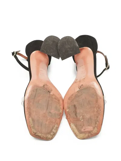 Pre-owned Amina Muaddi  100mm Vita Embellished Sandals In Black