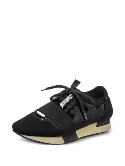 Pre-owned Balenciaga Race Runner Panelled Lace-up Sneakers In Black
