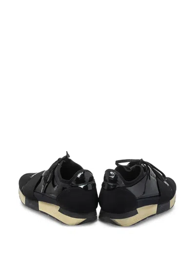 Pre-owned Balenciaga Race Runner Panelled Lace-up Sneakers In Black