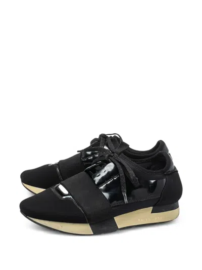 Pre-owned Balenciaga Race Runner Panelled Lace-up Sneakers In Black