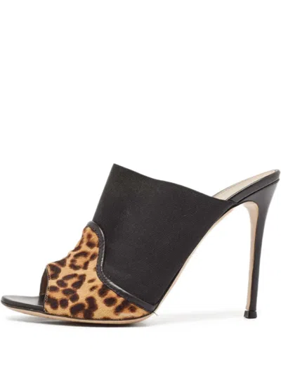 Pre-owned Gianvito Rossi 110mm Alise Leopard-print Open-toe Sandals In Blue