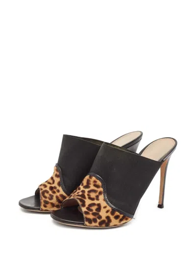 Pre-owned Gianvito Rossi 110mm Alise Leopard-print Open-toe Sandals In Blue