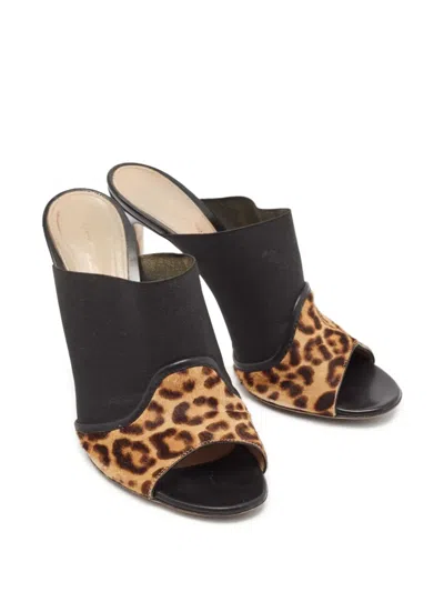 Pre-owned Gianvito Rossi 110mm Alise Leopard-print Open-toe Sandals In Blue
