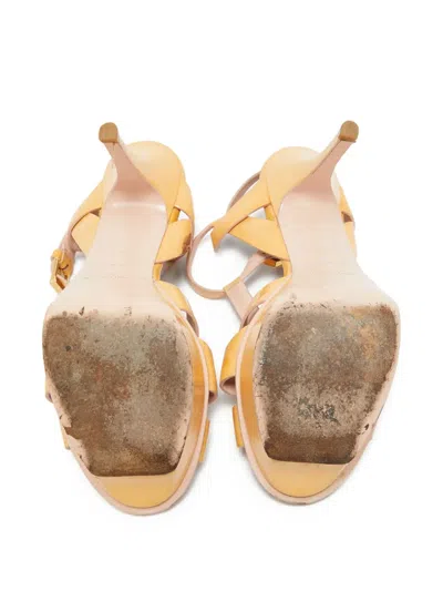 Pre-owned Saint Laurent 100mm Tribute Sandals In Neutral