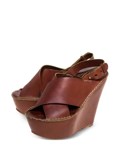 Pre-owned Chloé Crossover-strap Platform Sandals In Brown