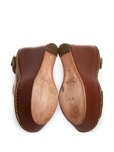 Pre-owned Chloé Crossover-strap Platform Sandals In Brown