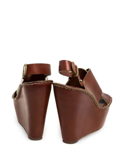 Pre-owned Chloé Crossover-strap Platform Sandals In Brown