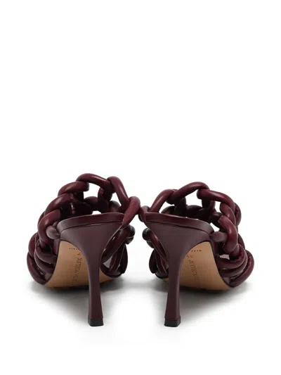 Pre-owned Bottega Veneta 90mm Twist-detail Heeled Sandals In Red