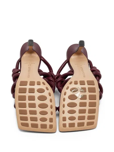 Pre-owned Bottega Veneta 90mm Twist-detail Heeled Sandals In Red