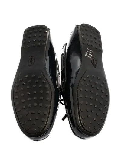 Pre-owned Tod's Vintage  City Gommino Patent-leather Boat Shoes In Black