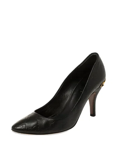 Pre-owned Gucci Adina Leather Point-toe Pumps In Black