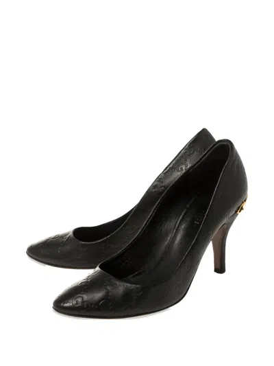 Pre-owned Gucci Adina Leather Point-toe Pumps In Black