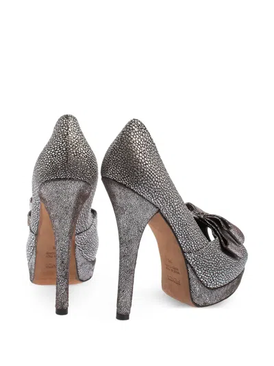 Pre-owned Fendi 140mm Deco Pumps In Silver