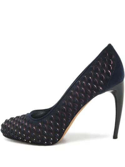 Pre-owned Alexander Mcqueen 110mm Scalloped Pumps In Blue