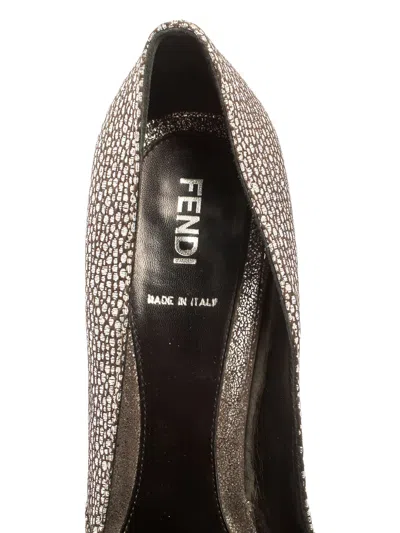 Pre-owned Fendi 140mm Deco Pumps In Silver