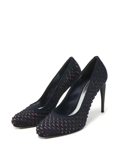 Pre-owned Alexander Mcqueen 110mm Scalloped Pumps In Blue