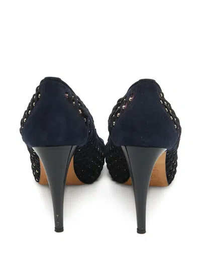 Pre-owned Alexander Mcqueen 110mm Scalloped Pumps In Blue